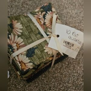 Floral Fabric Bundle - Green, Cream, Neautral Colors 10 Fat Quarters